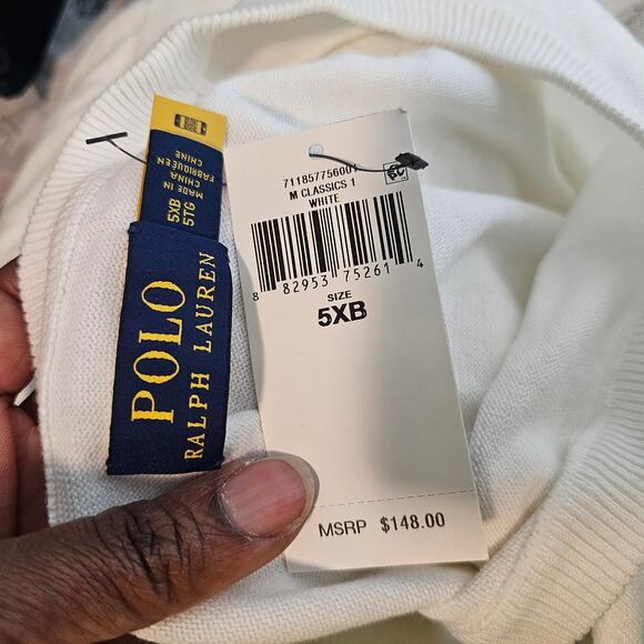 Polo Ralph Lauren Vintage White Big Pony Knit Crewneck Sweater Size 5XB - Picture 4 of 5